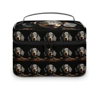 JKLQWH Makeup Bag Pad Dachshund Printed Large Capacity Travel Make Up Bag for Cosmetics Vertical Storage Water-Resistant Leather Toiletry Organizer Skincare Makeup Organizer Bag, Pad Dachshund,