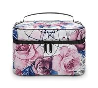 JKLQWH Makeup Bag Peach Dream Catcher Printed Large Capacity Travel Make Up Bag for Cosmetics Vertical Storage Water-Resistant Leather Toiletry Organizer Skincare Makeup Organizer Bag, Peach Dream