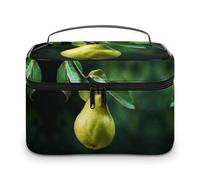 JKLQWH Makeup Bag Pears on The Tree Printed Large Capacity Travel Make Up Bag for Cosmetics Vertical Storage Water-Resistant Leather Toiletry Organizer Skincare Makeup Organizer Bag, Pears on The