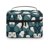 JKLQWH Makeup Bag Polar Bear Pattern Printed Large Capacity Travel Make Up Bag for Cosmetics Vertical Storage Water-Resistant Leather Toiletry Organizer Skincare Makeup Organizer Bag, Polar Bear