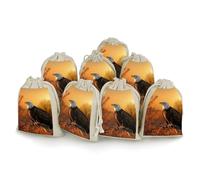 JKLQWH Muslin Bags Drawstring Pouches Golden Sunset Bald Eagle Draw String Bags Reusable Sachet Bag Muslin Drawstring Bag Portable Jewelry Pouch Gift Pouch for Party Wedding Home Storage 8pcs