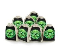 JKLQWH Muslin Bags Drawstring Pouches Green Evil Eye Draw String Bags Reusable Sachet Bag Muslin Drawstring Bag Portable Jewelry Pouch Gift Pouch for Party Wedding Home Storage 8pcs
