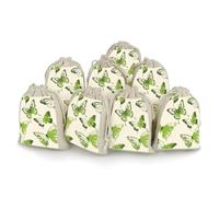 JKLQWH Muslin Bags Drawstring Pouches Lime Green Butterfly Draw String Bags Reusable Sachet Bag Muslin Drawstring Bag Portable Jewelry Pouch Gift Pouch for Party Wedding Home Storage 8pcs