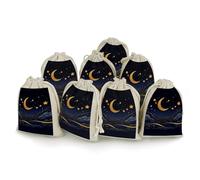 JKLQWH Muslin Bags Drawstring Pouches There Are Stars And Moon on It Draw String Bags Reusable Sachet Bag Muslin Drawstring Bag Portable Jewelry Pouch Gift Pouch for Party Wedding Home Storage 8pcs