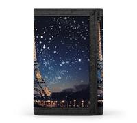 JKLQWH Night Paris Eiffel Wallet Portable Slim Trifold Wallet Pocket Credit Card Holders Outdoor Travel Purse For Women Men