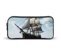 JKLQWH Old Sailing Ship Pencil Case Large Capacity Makeup Bag Portable Pencil Pouch For Office Supplies Travel Cosmetic Bags