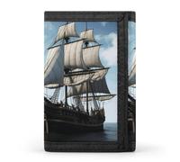 JKLQWH Old Sailing Ship Wallet Portable Slim Trifold Wallet Pocket Credit Card Holders Outdoor Travel Purse For Women Men
