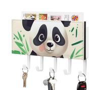 JKLQWH Panda Star Key Holder Sturdy Practical Key Hook Fashion Wall Mounted Key Racks with 5 Hooks for Foyer Corridor Home Decor