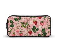 JKLQWH Peach Strawberry Print Pencil Case Large Capacity Makeup Bag Portable Pencil Pouch For Office Supplies Travel Cosmetic Bags