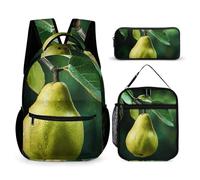 JKLQWH Pears on The Tree Backpack 3pcs Set Large Capacity Computer Backpack Reusable Lunch Bag Portable Pencil Case