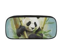 JKLQWH Pu Leather Pencil Case Waterproof Big Capacity Bamboo with Panda Pencil Pouch With Zipper Portable Pencil Bag For Office Supplies Makeup Bag