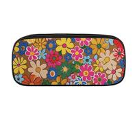 JKLQWH Pu Leather Pencil Case Waterproof Big Capacity Bright Flower Style Pencil Pouch With Zipper Portable Pencil Bag For Office Supplies Makeup Bag