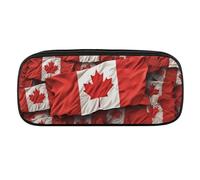 JKLQWH Pu Leather Pencil Case Waterproof Big Capacity Canadian Flag Pencil Pouch With Zipper Portable Pencil Bag For Office Supplies Makeup Bag