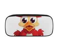 JKLQWH Pu Leather Pencil Case Waterproof Big Capacity Chicken Wearing Hat Pencil Pouch With Zipper Portable Pencil Bag For Office Supplies Makeup Bag