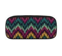 JKLQWH Pu Leather Pencil Case Waterproof Big Capacity Colorful Knitted Pattern Pencil Pouch With Zipper Portable Pencil Bag For Office Supplies Makeup Bag