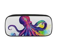 JKLQWH Pu Leather Pencil Case Waterproof Big Capacity Colorful Octopus Pencil Pouch With Zipper Portable Pencil Bag For Office Supplies Makeup Bag