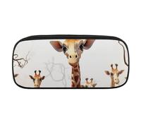 JKLQWH Pu Leather Pencil Case Waterproof Big Capacity Cute Cartoon Funny Giraffes Pencil Pouch With Zipper Portable Pencil Bag For Office Supplies Makeup Bag