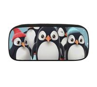 JKLQWH Pu Leather Pencil Case Waterproof Big Capacity Cute Penguins Pencil Pouch With Zipper Portable Pencil Bag For Office Supplies Makeup Bag