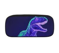 JKLQWH Pu Leather Pencil Case Waterproof Big Capacity Green Dinosaur Style Pencil Pouch With Zipper Portable Pencil Bag For Office Supplies Makeup Bag