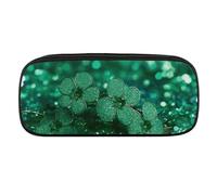 JKLQWH Pu Leather Pencil Case Waterproof Big Capacity Green Sparkly Spring Pencil Pouch With Zipper Portable Pencil Bag For Office Supplies Makeup Bag