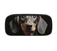 JKLQWH Pu Leather Pencil Case Waterproof Big Capacity Pad Dachshund Pencil Pouch With Zipper Portable Pencil Bag For Office Supplies Makeup Bag