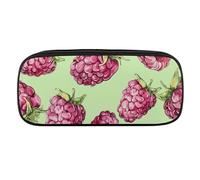 JKLQWH Pu Leather Pencil Case Waterproof Big Capacity Peach Raspberry Pattern Pencil Pouch With Zipper Portable Pencil Bag For Office Supplies Makeup Bag