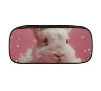 JKLQWH Pu Leather Pencil Case Waterproof Big Capacity Rabbit Wearing A Crown Pencil Pouch With Zipper Portable Pencil Bag For Office Supplies Makeup Bag
