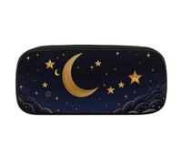 JKLQWH Pu Leather Pencil Case Waterproof Big Capacity There Are Stars And Moon on It Pencil Pouch With Zipper Portable Pencil Bag For Office Supplies Makeup Bag