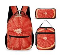 JKLQWH Ripe Grapefruit Slice Backpack 3pcs Set Large Capacity Computer Backpack Reusable Lunch Bag Portable Pencil Case