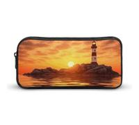 JKLQWH Sea Lighthouse in Sunset Pencil Case Large Capacity Makeup Bag Portable Pencil Pouch For Office Supplies Travel Cosmetic Bags