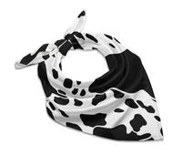JKLQWH Silk Like Head Scarf for Women Satin with Black And White Cow Print Large Hair Scarves Square Satin Head Scarf Neckerchief For Women Headwear Stylish Headband 25 × 25 Inches, Black and White
