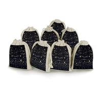 JKLQWH Stars And Moon on Dark Background 8 Pack Cotton Drawstring Bags Cotton Hemp Bunches Pocket Reusable Jewelry Pouches Portable Gift Wrap Bags Muslin Bags Christmas Gifts Candy Bags