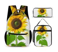 JKLQWH Sunflower And Weed Backpack 3pcs Set Large Capacity Computer Backpack Reusable Lunch Bag Portable Pencil Case