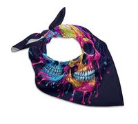 JKLQWH Two Different Skulls Head Scarf For Women Fashion Lightweight Multi-Purpose Square Handkerchief, Head Scarf Soft And Breathable Hair Scarf For Leisure Beach Party, Style, 18"x18"