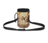 JKLQWH Two Glasses of Champagne Printed Pet Training Package Dog Walking Fanny Pack Dog Training Treat Pouch Portable Pet Pocket Puppy Treat Bag Pets Outdoor