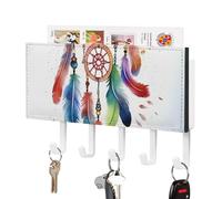 JKLQWH Watercolor Dream Catcher Key Holder Sturdy Practical Key Hook Fashion Wall Mounted Key Racks with 5 Hooks for Foyer Corridor Home Decor