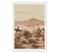 JKLQWH West Desert Cowboys Riding Diamond Painting Kit for Adults Beginners,Diamond Art Kit Wall Artworks,DIY Full Round Drill Dot Painting Art Kits for Home Decor 8"x12"