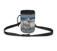 JKLQWH White Horse Running on The Sea Printed Pet Training Package Dog Walking Fanny Pack Dog Training Treat Pouch Portable Pet Pocket Puppy Treat Bag Pets Outdoor