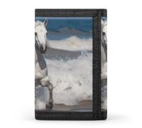 JKLQWH White Horse Running on The Sea Wallet Portable Slim Trifold Wallet Pocket Credit Card Holders Outdoor Travel Purse For Women Men