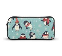 JKLQWH Winter Christmas Penguins Pencil Case Large Capacity Makeup Bag Portable Pencil Pouch For Office Supplies Travel Cosmetic Bags