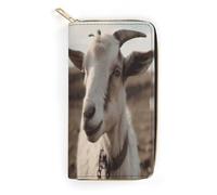 JKLQWH Womens Wallet Goat on Hillsideprinted Long Slim Card Holder Case Minimalist Coin Purse Zip Clutch Wallets for Dult Coin Purse, Goat on Hillside, 19.7x10.5cm