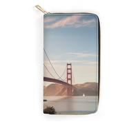 JKLQWH Womens Wallet Golden Gate Bridgeprinted Long Slim Card Holder Case Minimalist Coin Purse Zip Clutch Wallets for Dult Coin Purse, Golden Gate Bridge, 19.7x10.5cm