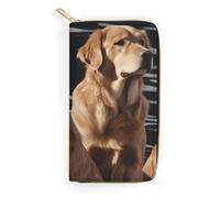 JKLQWH Womens Wallet Golden Retrieversprinted Long Slim Card Holder Case Minimalist Coin Purse Zip Clutch Wallets for Dult Coin Purse, Golden Retrievers, 19.7x10.5cm
