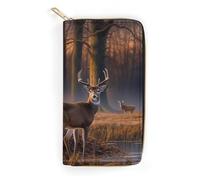 JKLQWH Womens Wallet Nature Wild Animal Deersprinted Long Slim Card Holder Case Minimalist Coin Purse Zip Clutch Wallets for Dult Coin Purse, Nature Wild Animal Deers, 19.7x10.5cm