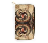 JKLQWH Womens Wallet Snake Open Mouthprinted Long Slim Card Holder Case Minimalist Coin Purse Zip Clutch Wallets for Dult Coin Purse, Snake Open Mouth, 19.7x10.5cm