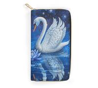 JKLQWH Womens Wallet Two White Swansprinted Long Slim Card Holder Case Minimalist Coin Purse Zip Clutch Wallets for Dult Coin Purse, Two White Swans, 19.7x10.5cm