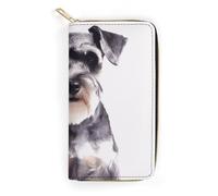 JKLQWH Womens Wallet Well-behaved Schnauzerprinted Long Slim Card Holder Case Minimalist Coin Purse Zip Clutch Wallets for Dult Coin Purse, Well-behaved Schnauzer, 19.7x10.5cm
