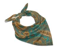 JKLQWH Yellow Paisley Pattern Head Scarf For Women Fashion Lightweight Multi-Purpose Square Handkerchief, Head Scarf Soft And Breathable Hair Scarf For Leisure Beach Party, Style, 18"x18"