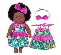 jklymm 12in Black Nurturing Realistic African Reborns Toy Interaction Parenting Game Popular Gift Black for Child
