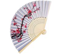 jklymm Elegant Flower Pattern Silk Cloth Folding Fan Craft Compacts Handheld Cooling for Indoor and Outdoor Use Hand with Flower Pattern
